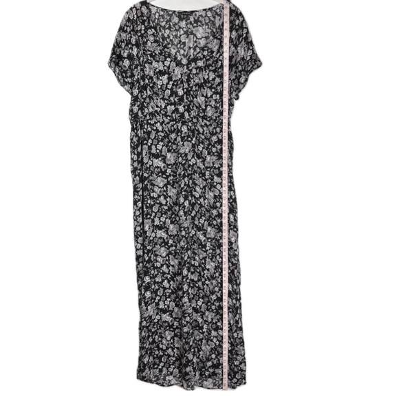 Lucky Brand Dress XL Black Floral Print Maxi Viscose Partial Lining Surplice - Picture 10 of 16